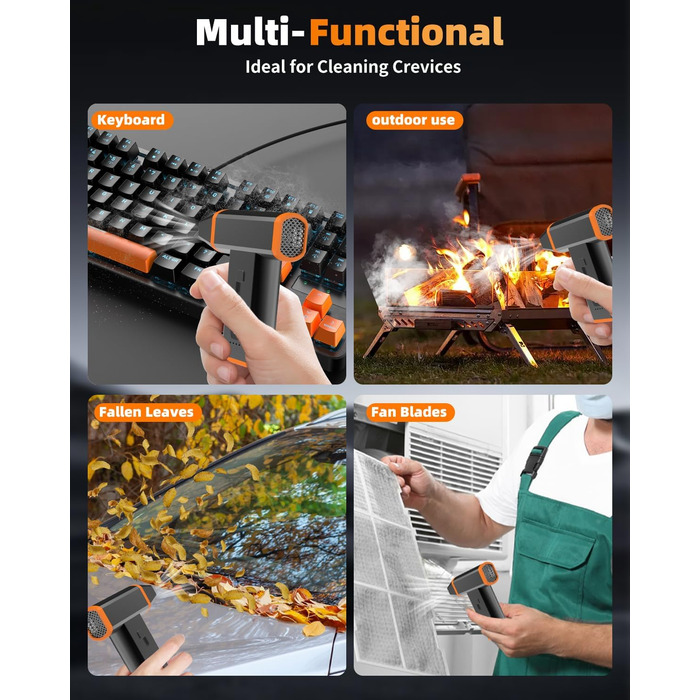 Електричний пилосос для чищення ПК, ноутбука та офісних пристроїв, 130000 об/хв, акумулятор 5000 mAh, портативний, з сумкою