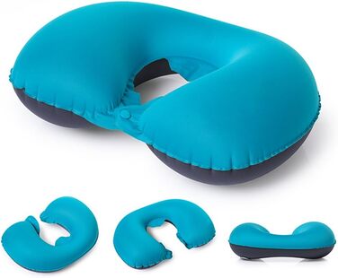 Надувна подушка для шиї HIKENTURE, Ultralight Travel Pillow – зручна подушка для подорожей, літака, авто, поїзда (Турквіс)