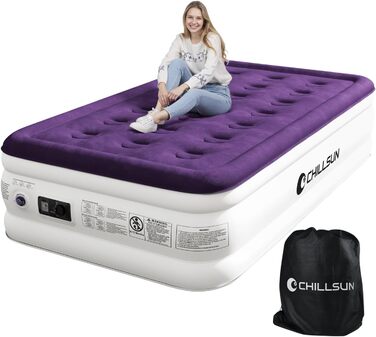 Надувна матрац ChillSun для 1 особи з вбудованим насосом, 190x100x40 см, самонадувна кемпінгова матрац для дому, гостей та подорожей