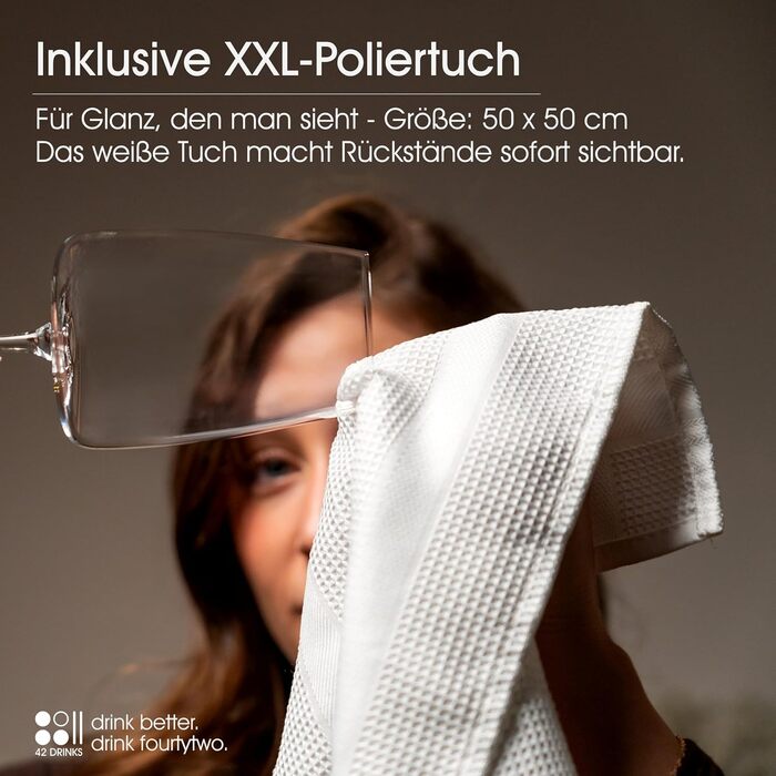 Набір білих келихів 6 шт. об'ємом 420 мл з мікрофіброю – Елегантні келихи для вина та Aperol Spritz – придатні для миття в посудомийній машині, безпечно упаковані, Made in Europe