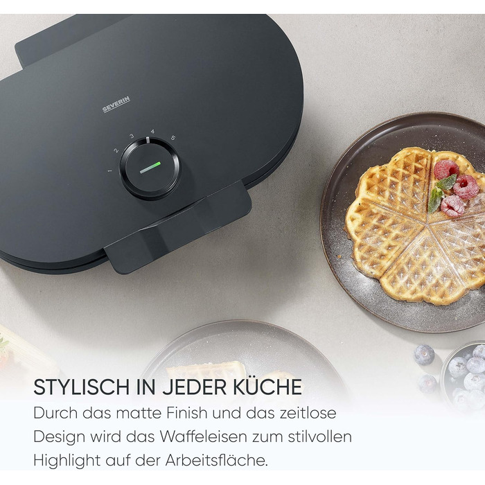 Severin WA 2106 Electric Heart-Shaped Waffle Maker - Slim Design, Non-Stick Coating