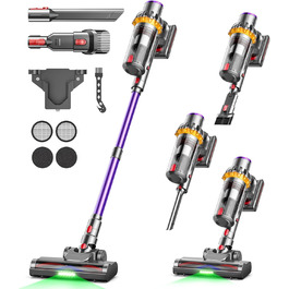 Бездротовий акумуляторний пилосос MAUOKE 45000Pa з LED-дисплеєм та V-подібною насадкою, 6-в-1 для дому, килимів, твердих поверхонь та видалення шерсті тварин