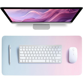 Килимок для столу зі шкіри - великий 80x40 см, рожевий/блакитний. Килимок для миші, офісний, для дому, з PU-шкіри, легко миється, не слизький