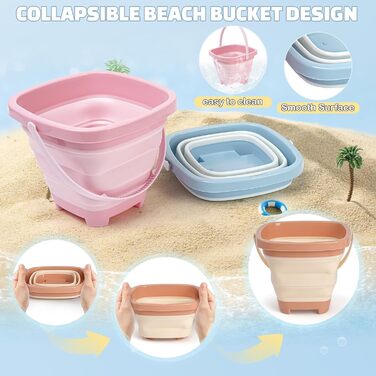 Dreamon Sand Toys Beach Toys Kids, 18 PCS Travel Sand Toys with Folding Bucket, Sandbox Beach Toy for Kids Ages 1 2 3 4 5 Years Girls Boys
