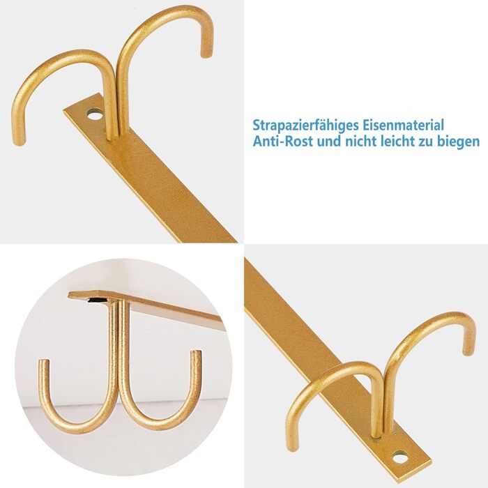 Тримач для чашок під шафу FOMANSH, 12 гачків для чашок, білий (золотий)