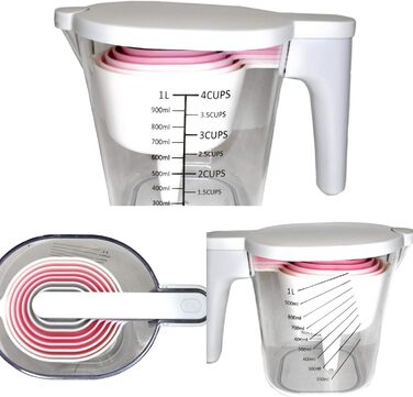 GK509W 10-Piece Nesting Measuring Cups and Spoons Set with a Scraper and Funnel Made of Plastic, Cooking, Baking, Kitchen Gadgets, BPA-Free, Dishwasher Safe, 10 Pieces (white)
