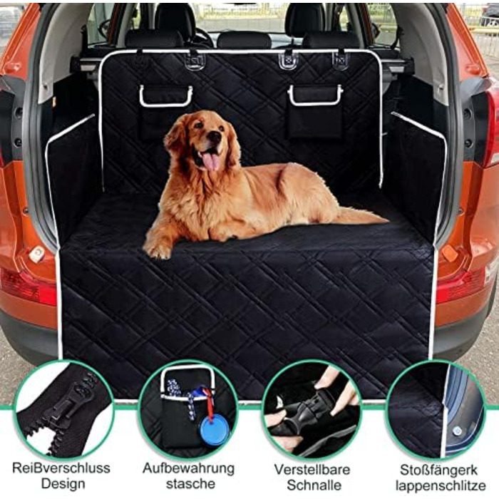 Килимок для собак у машину Caliyo, 143.5x134 см, захист заднього сидіння, водовідштовхувальний, антицарапин, універсальний, чорний