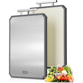 Нержавійна дошка для нарізання SNOWCLAD з пшеничного полова та поліпропілену, 40.6 x 27.9 см, велика, для м'яса, безпечна, для кухні, миється в посудомийній машині