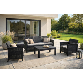 Комплект меблів для відпочинку MEBEL ELITE, техноротанг, чорний, 4 предмети