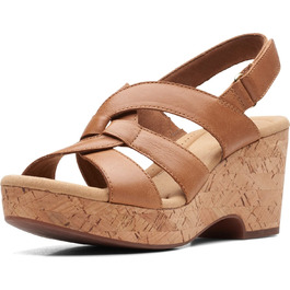 Босоніжки жіночі Clarks Giselle Beach з натуральної замші на танкетці, колір світло-коричневий, розмір 42.5 EU