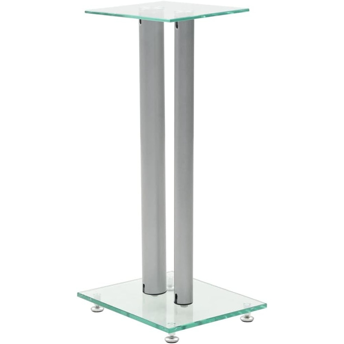 Підставки для колонок 2 шт. з подвійними колонами, скло, срібні