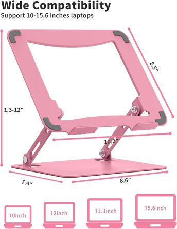 Soundance Adjustable Laptop Stand - Ergonomic Metal Riser for 10.6