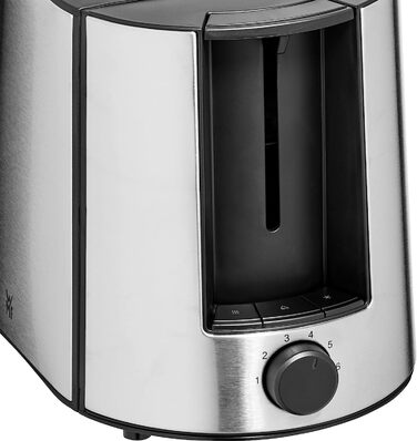 WMF Bueno Pro Toaster 2 Slice, Double-Slot Toaster Stainless Steel with Roll Holder, 2 Slices, 6 Browning Levels, 870 W, brushed stainless steel
