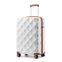 Чемодан ручної поклажі British Traveller 54x36.5x21.5 см, ABS+PC, TSA-замок, 4 колеса, кремовий