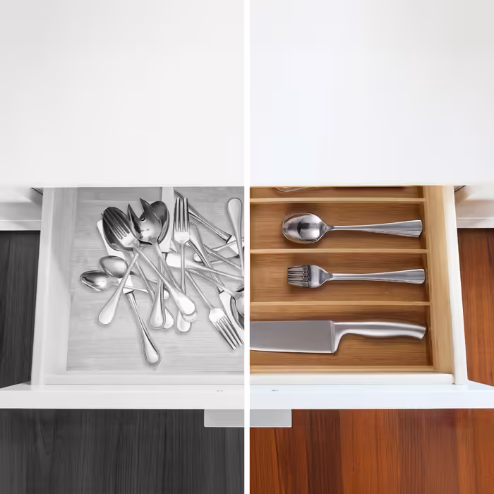 Relaxdays Bamboo Cutlery Box with 6 Compartments