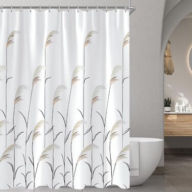 Штора для душу Weizenohr 180x200 см, з утяжеленим краєм, антигрибкова, водовідштовхувальна, поліестер, з кільцями (1 шт)