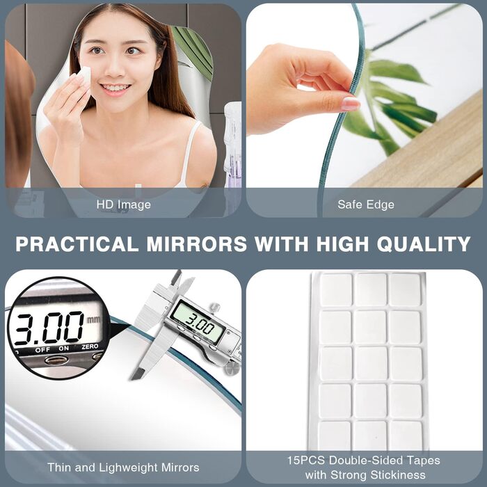 Круглий дзеркало на стіну без рамки 40 см, HD скло, сучасний дизайн. Самоклеючий, для ванної, вітальні, спальні, коридору.