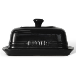 Ceramic Butter Dish with Lid for Countertop, 12.7 x 19.1 cm, Large Butter Container, Black Butter Holder for 2 Sticks, Butter Dispenser for Kitchen Countertop, Ceramic Butter Dishes with