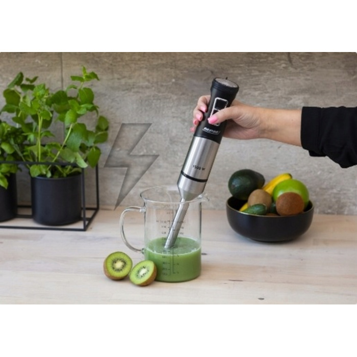 Ручний блендер MPM MBL-33M 1500W TURBO, 9 швидкостей, чорний, нержавіюча сталь