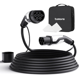 Кабель зарядки Tomons Typ 2 (32A, 22kW, 5м) для електромобілів (EV/PHEV) з тримачем та мікрофіброю. Сумісний з Model S/3/X/Y, ID.3, ID.4