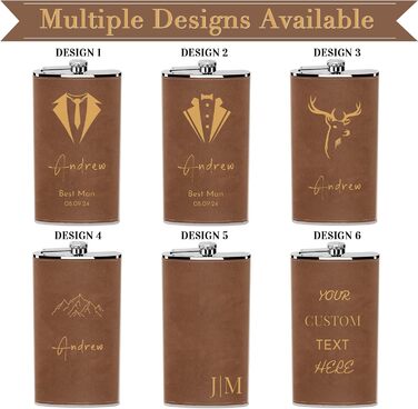 Набір фляг з гравіюванням гір, фляга з нержавіючої сталі 8oz/237ml, персоналізований подарунок на день народження, персоналізовані подарунки для чоловіків, кемперів, мандрівників (сірий) (Braun-design 5, 355ml/12oz)