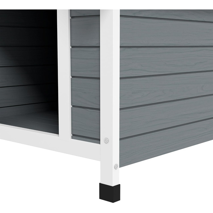 Будка для собак PawHut з дерева, сірого кольору, для середніх собак, 75 x 88 x 82 см, знятний піддон, захист від корозії, зовнішнє використання