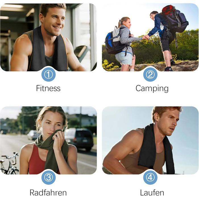 Набір з 3 рушників з мікрофібри (40x80 см) – швидковисихаючі, компактні спортивні рушники для подорожей, басейну, фітнесу, пляжу та спорту