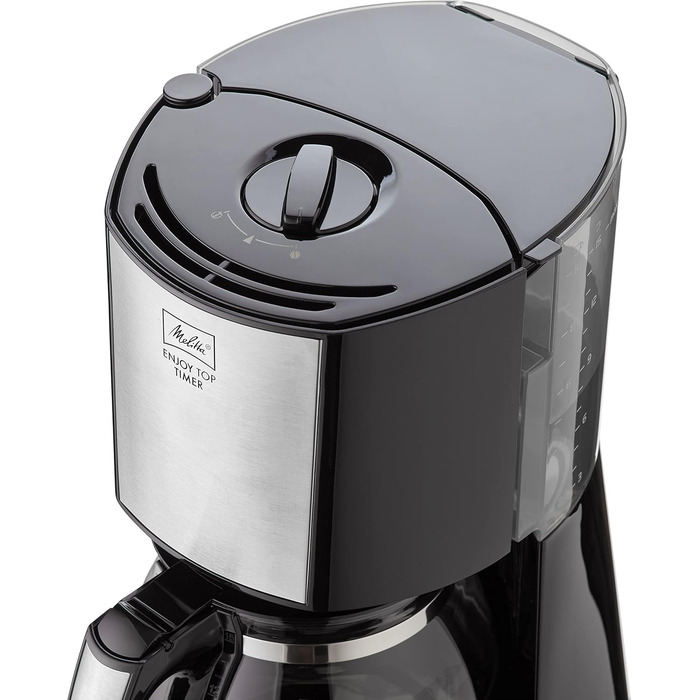 Кавомашина Melitta Enjoy Top з таймером, 10 чашок, чорний колір, скляна колба, функція Tropfstopp