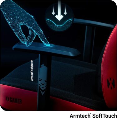 Ігрове крісло Diablo X-Gamer 2.0, ергономічне, з лумбарною підтримкою, текстиль, чорний-червоний, 128x68x55 см