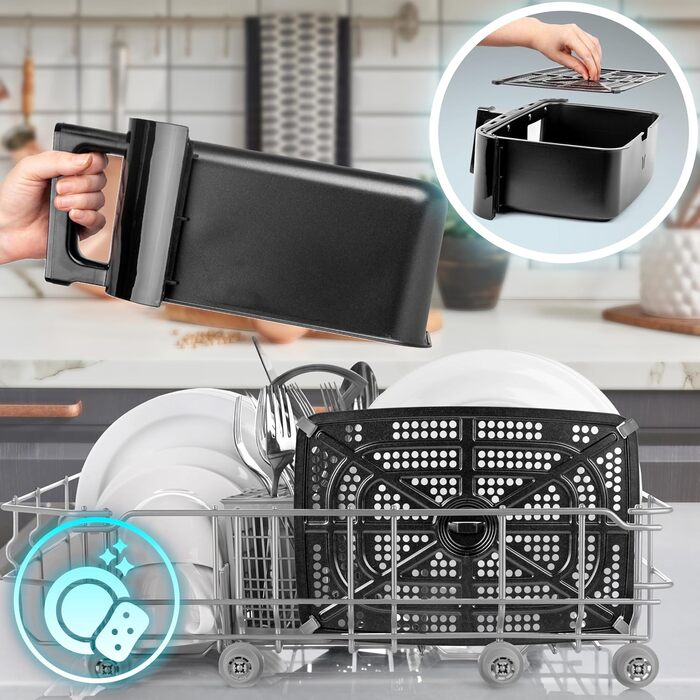 Фритюрниця Duronic AF14 BK з гарячим повітрям, 10 л, XXL, для приготування без олії