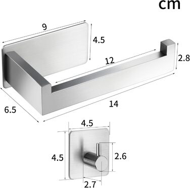 Тримач туалетного паперу YIGII без свердління, нержавіюча сталь, щітка, самоклеючий, для ванної кімнати та кухні