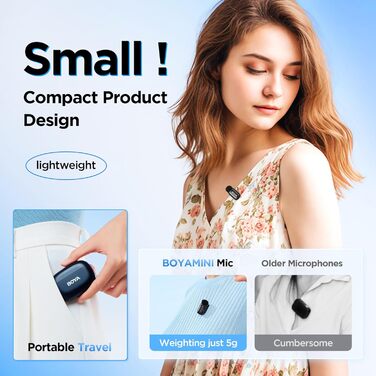 BOYA Mini 2: Бездротовий мікрофон-лавал'єр для iPhone 15/16/17 та Android з USB-C, 48kHz/24Bit, для Vlogging та TikTok