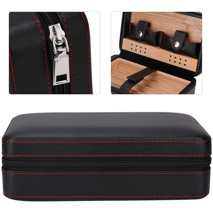 Ручний виготовлений Humidor для сигар, переносна шкіряна сигарниця з кедру, набір для сигар для подорожей та коротких поїздок, сигарниця з кедра на 4 сигари, аксесуари для сигар