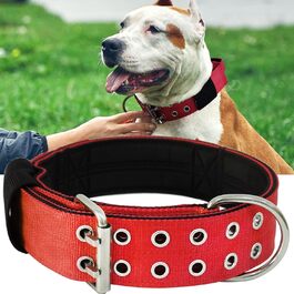 Dog Collar for Large Dogs - 5 cm Wide Collar with Handle for Extra Large Dog Breeds, Soft Padded Neoprene Nylon Dog Collar for Large Dogs Big Dog Collar (43-56cm, Red)