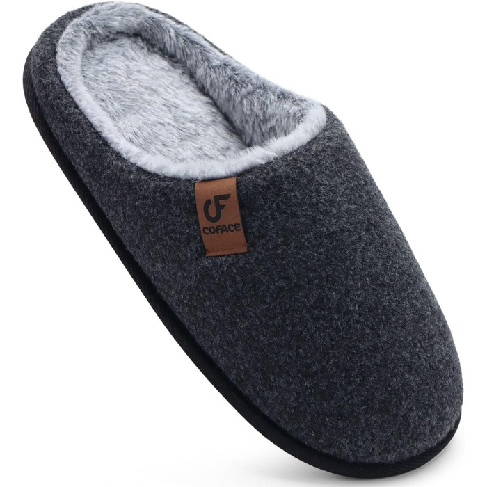 Тапочки чоловічі COFACE з фетру, теплі, зручні, з плюшем, антиковзка гумова підошва, для дому та вулиці, розмір 40-49, чорний, 43 EU
