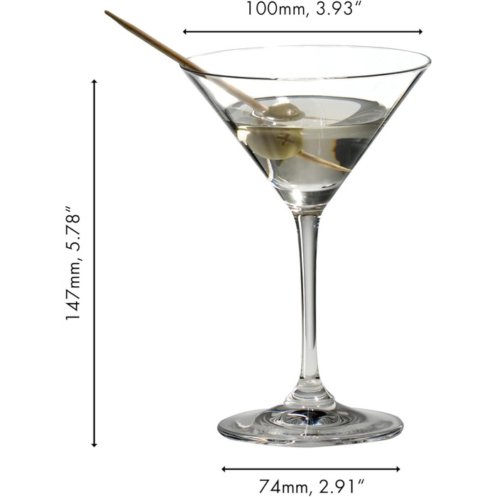Набір келихів Riedel Vinum Martini (2 шт.), кришталеве скло, для коктейлів, стійке до миття в посудомийній машині, 6416/77 Elegant