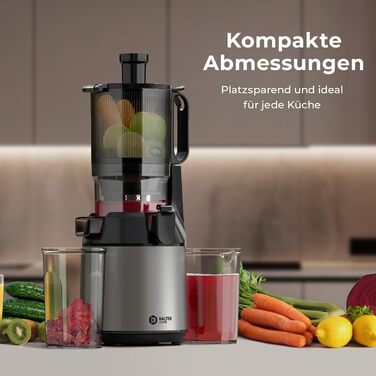 Balter Slow Juicer, Large 108mm Opening, 250 Watts, Juicer for Vegetables and Fruits, Fruit Press, BPA Free, Quiet