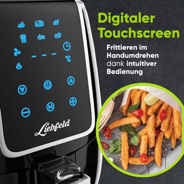 Аерофритюрниця Liebfeld XXL 5,3 л, 1800 Вт, приготування без олії, корзина та форма для випікання