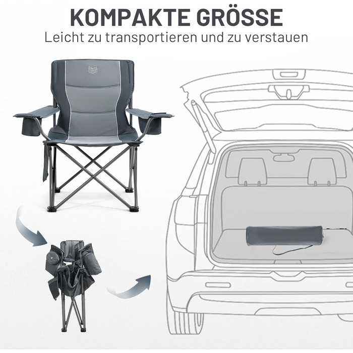 Кампінговий стілець розкладний Timber Ridge 2 шт, 200 кг, сірий, з ізольованою сумкою-холодильником, 63 см ширина сидіння - зручний для кемпінгу, риболовлі, саду