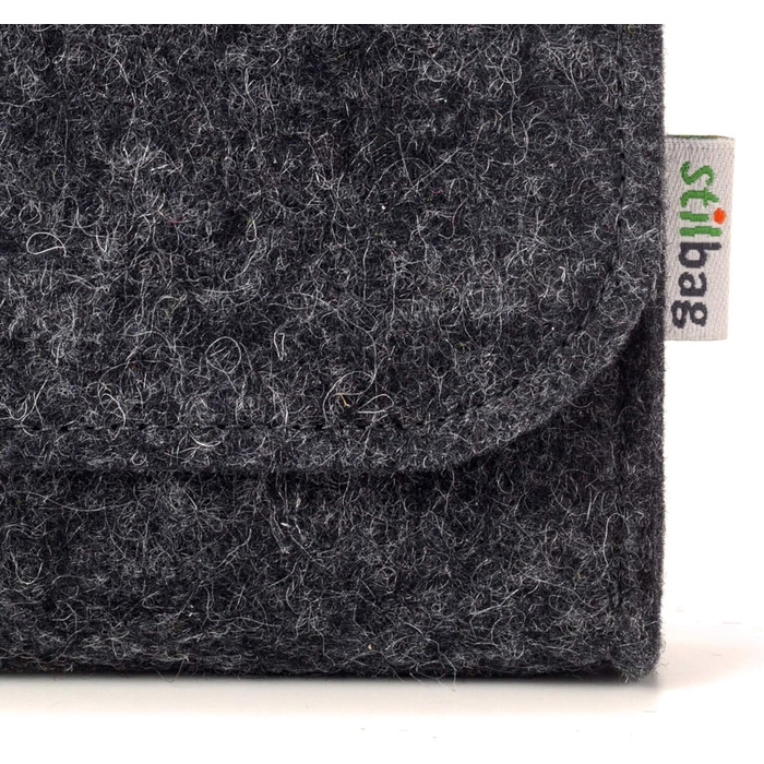 Wool felt bag for electronics accessories, anthracite, anthracite button