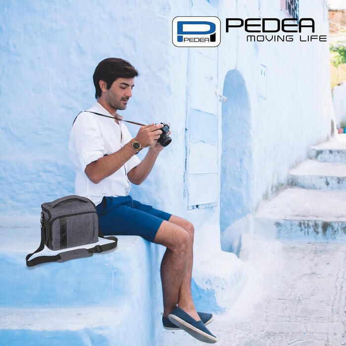 Сумка для камери Pedea: DSLR, SLR, System Camera, XL, сіра. Захист від дощу, для аксесуарів та об'єктивів