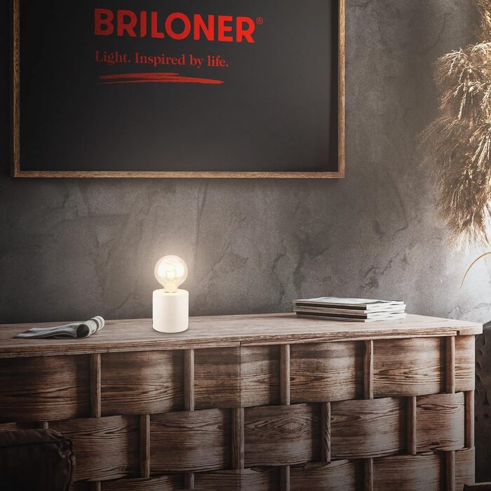 BRILONER Настільна лампа мініатюрна, ретро/вінтаж, кераміка, біла, E27, 10W, для спальні/офісу/читання, 10x9 см