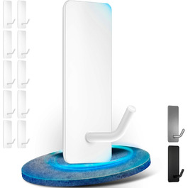 Набір тримачів для рушників без свердління, 10 шт., гачки самоклеючі з нержавіючої сталі 304, надміцні, для великих предметів, настінні гачки для ванної, туалету та кухні, стійкі до корозії, рушкові гачки (довші)