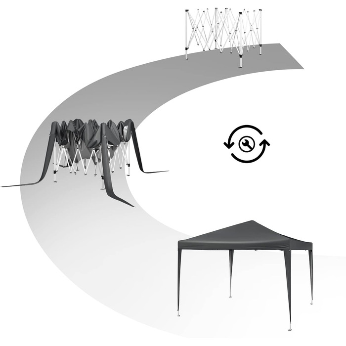 WOLTU Pop-Up Pavilion, Waterproof Folding Pavilion, Sun Shelter, Event Pavilion, Garden Pavilion for Terrace, Camping, Festival, Pagoda Tent, 3 x 3 m, with Oxford Fabric and Metal Frame, PVL0002be (Anthracite)