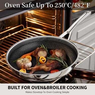 Сковорода керамічна Innerwell 28 см з нержавіючої сталі, антипригарна, без PFAS/PFOA/PTFE, для індукційних, газових та електричних плит, придатна для духовки та посудомийної машини