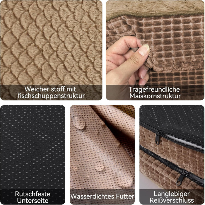 Ортопедичне ліжко для собак середніх порід Pawk, з чотиристороннім валиком для шиї, з memory foam, водонепроникне, антиковзаюче, знімне та пральне (122 x 89 x 19 см)