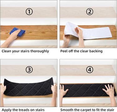 Килимки на сходи YISUN 15 шт., самоклейні, антиковзні, 20x65 см (Сірий/Чорний), для дітей, літніх людей та собак, для внутрішнього та зовнішнього використання