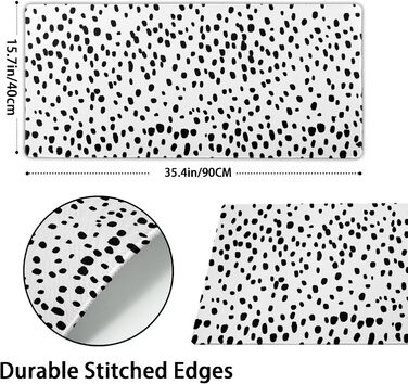 Килимок для миші Japanisches Mauspad, 90 x 40 см, в стилі аніме, арт-дизайн, великий килимок для геймінгу, клавіатури, для дому та офісу (XX-Large, чорний, білий, у горошок)