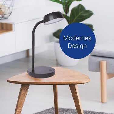 Світлодіодна лампа для столу MAULjoy | Настільна лампа з підставкою | Світлодіодна лампа для офісу та дому | Регульована LED лампа з теплим білим світлом 3000K | 33,5 см (висота) | Чорний колір