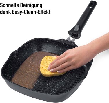 Сковорода гриль STONELINE Smart 28 см з антипригарним покриттям, алюмінієвий литий, зі знімною ручкою, для всіх плит (індукція), сіра